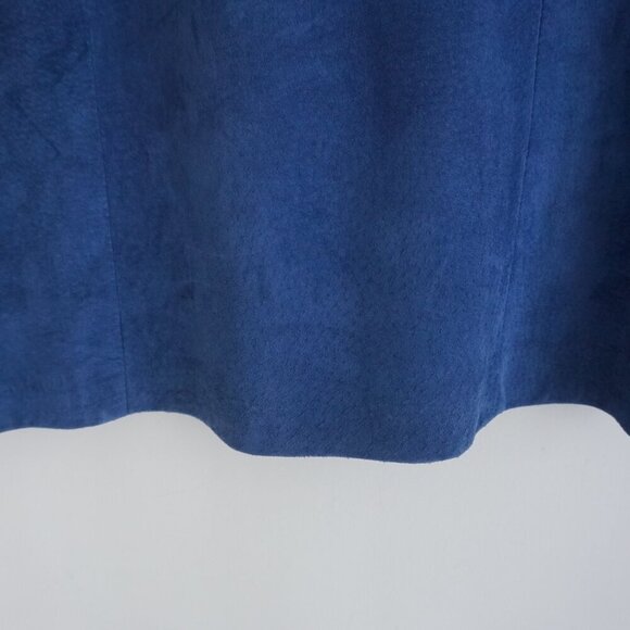 Vintage Danier Blue 100% Suede Leather Short Sleeve Midi Dress Large - Picture 7 of 13